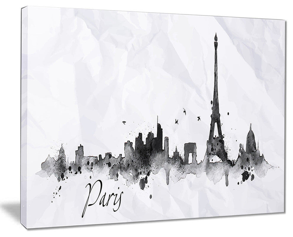 "Paris With Eiffel Silhouette" Canvas Print