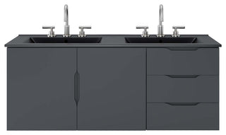 Vitality 48" Double Sink Bathroom Vanity, Gray Black
