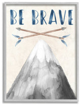 Inspirational Be Brave Text Mountain Arrows Grey Blue,1pc, each 11 x 14