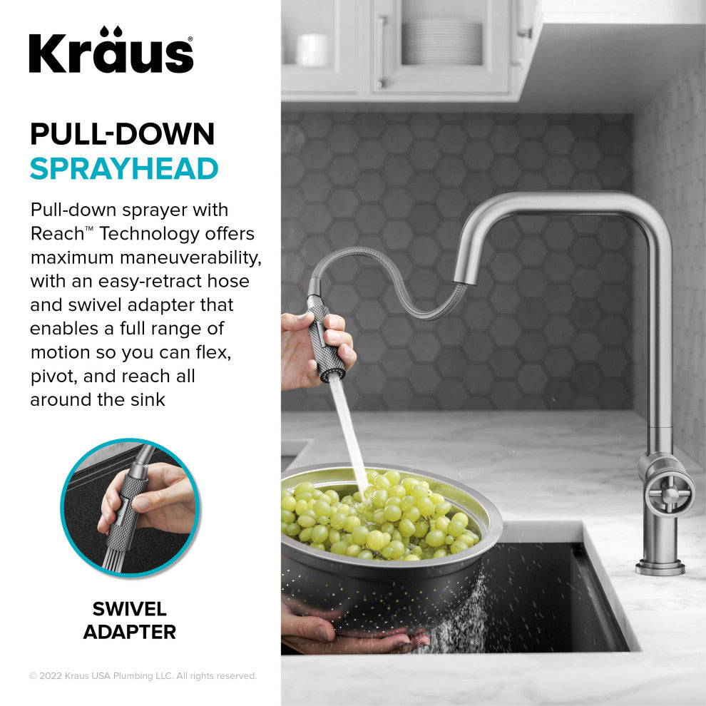 Urbix Bridge Kitchen Faucet, Black Stainless, Kpf-3126sb