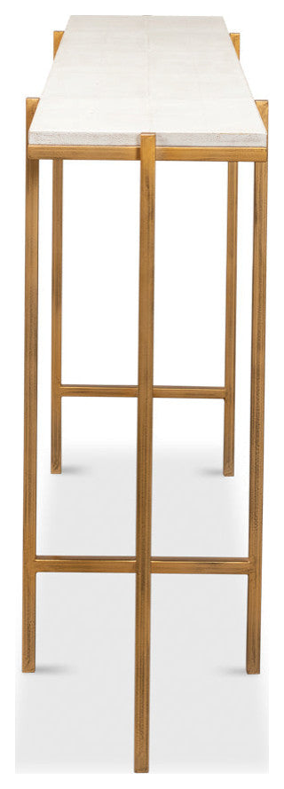 Shagreen Console Table Osprey White Leather