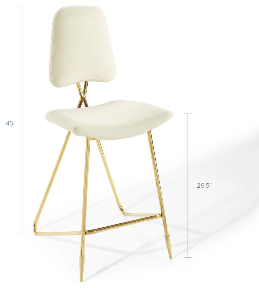 Ponder Bar Stool Performance Velvet Set of 2, Ivory