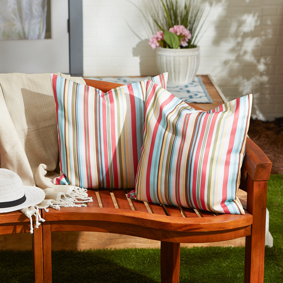 Summer Stripe Outdoor Pillow Cover 18x18 (Set of 2)