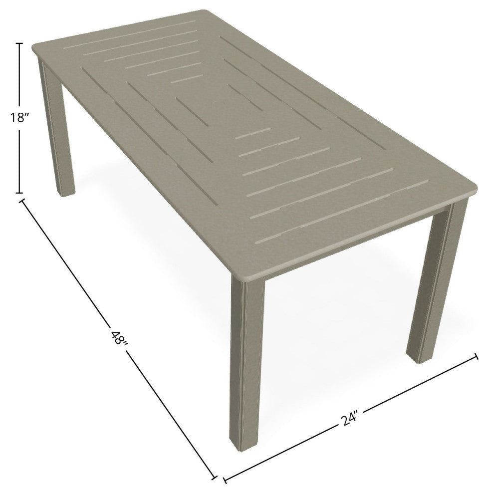21" x 42" Rectangular Marine Grade Outdoor Coffee Table, Storm