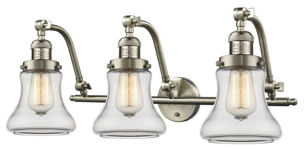 Franklin Restoration Bellmont 3 Light Bathroom Vanity Light, Brushed Satin