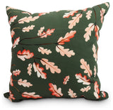 Wild Oak Leaves Floral Print Outdoor Decorative Throw Pillow, Dark Green, 16"
