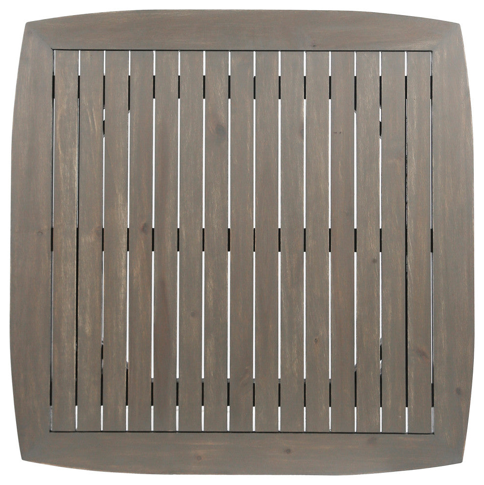GDF Studio 5-Piece Leah Outdoor Wood and Wicker Dining Set, Gray and Gray