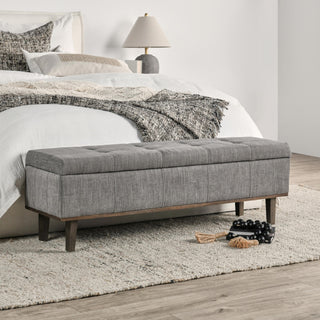 Louise Tufted Storage Bench 54", 17Hx54Wx15D, Gray
