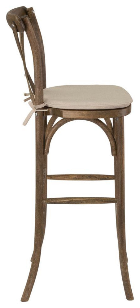 Saturn Contemporary 30 Bar Height Barstool in Brushed Stainless Steel...