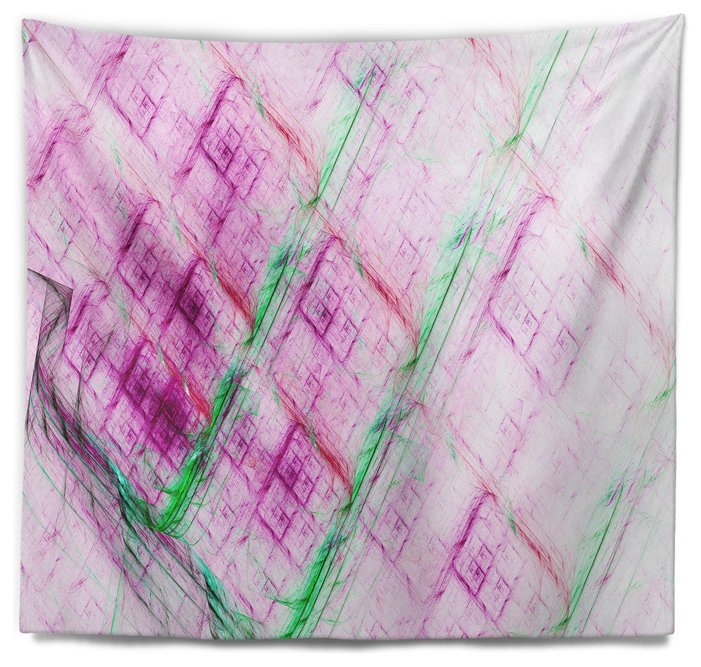 Purple Fractal Grill Pattern Abstract Wall Tapestry, 39"x32"