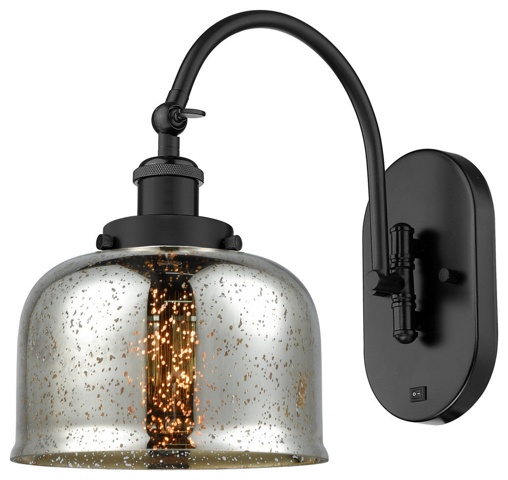 Bell Sconce, Matte Black, Silver Plated Mercury, Silver Plated Mercury