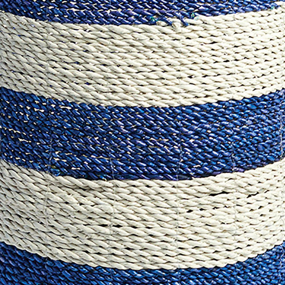 Set 2 Coastal Casual Blue White Stripe Tall Hamper Tote Baskets Large Handles
