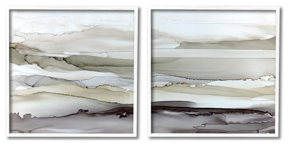 Abstract Watercolor Wave Interpretation Grey Brown Fluid Movement,24 x 24