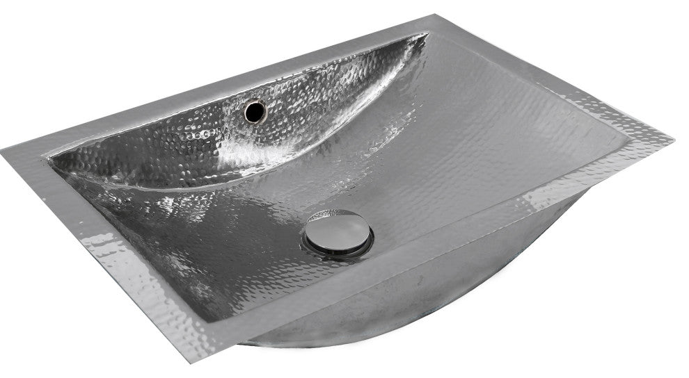 Nantucket Sinks Hammered Stainless SteelUndermount Bathroom Sink with Overflow
