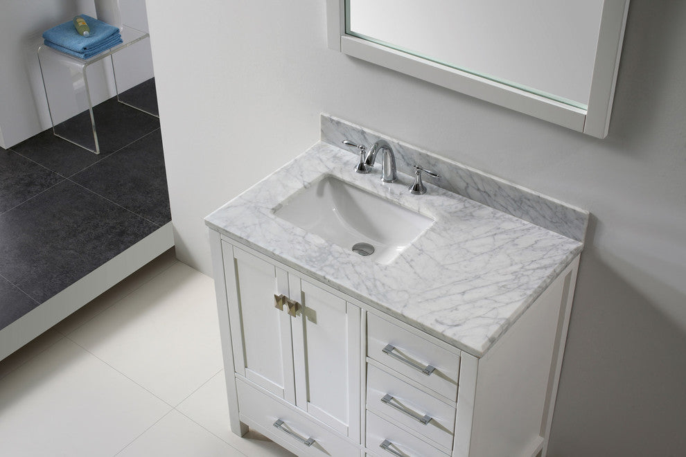 Caroline Avenue 36" Vanity, Without Faucet, Square Sink