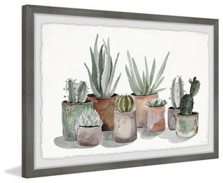 "Pastel Succulent Vases" Framed Painting Print