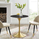 Dining Table, Round, Artificial Marble, Metal, Gold Black, Modern, Cafe Bistro