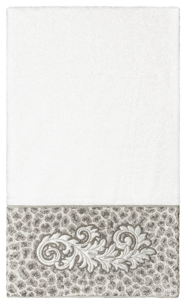 Linum Home Textiles Turkish Cotton April Embellished Bath Towel, White