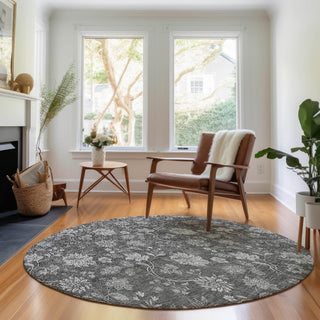 Premium Machine Washable Mayfield AMF680 Gray 8' x 8' Round Rug