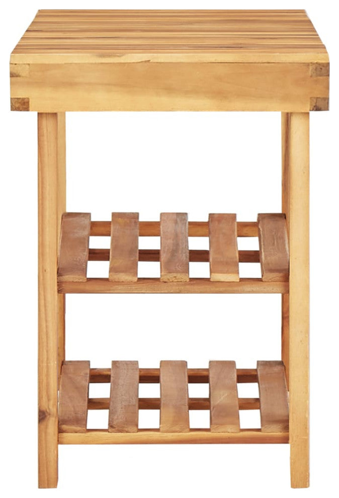 vidaXL Shoe Rack Bench 2-Tier Shoe Storage Organizer Shelf Solid Acacia Wood