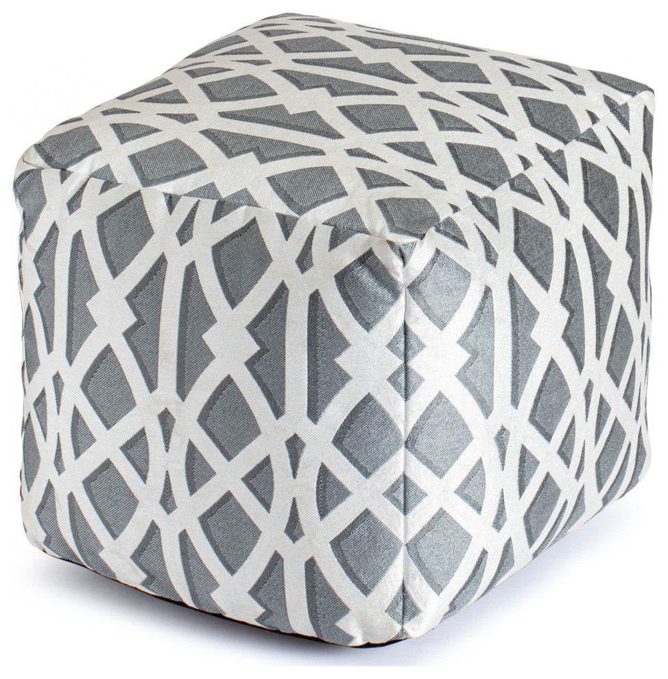 Sark Gray 18" x 18" x 18" Gray and Ivory Pouf