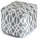 Sark Gray 18" x 18" x 18" Gray and Ivory Pouf