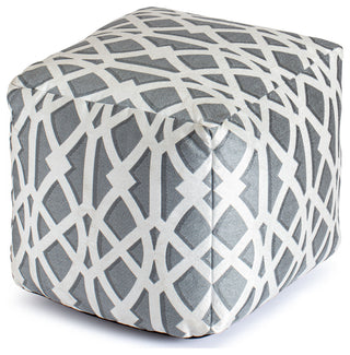 Sark Gray 18" x 18" x 18" Gray and Ivory Pouf