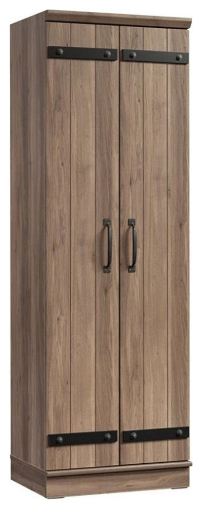 Sauder HomePlus 2-Barn Door Engineered Wood Narrow Storage Cabinet in Salt Oak