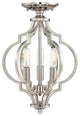 3-Light Semi-Flush Mount, Polished Nickel