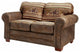 Farmhouse Loveseat with Wild Horse Motif, Leather Look Microfiber Upholstery