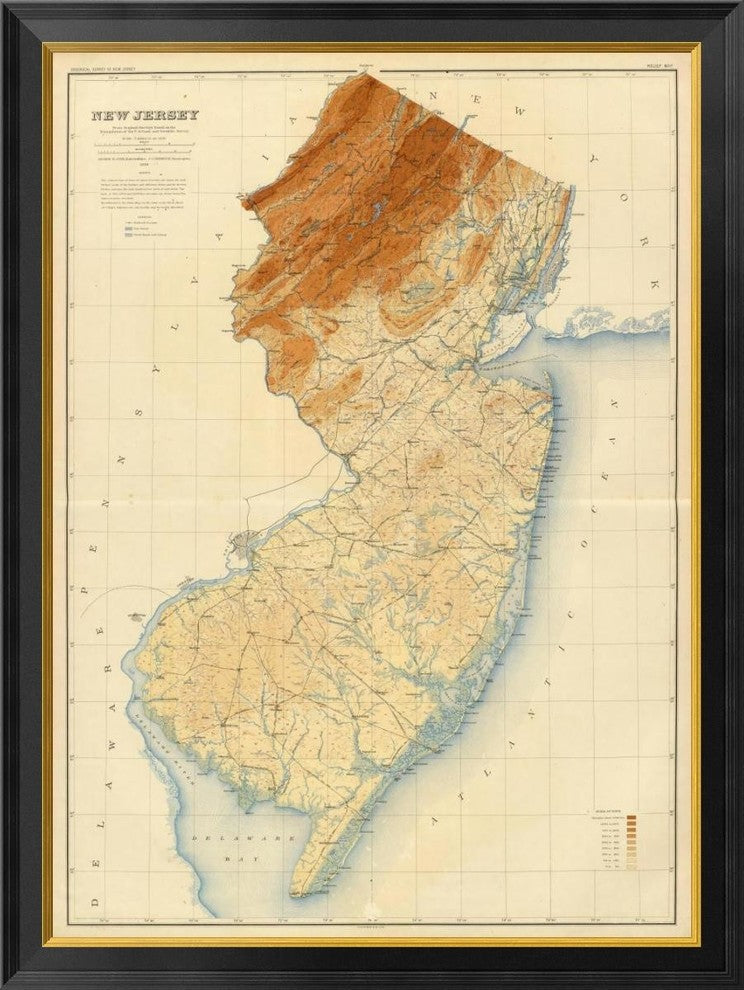 "New Jersey State Map, 1888"  by Geological Survey of New Jersey, 30x40"