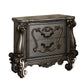 Two Drawer Nightstand With Oversized Scrolled Legs In Antique Platinum Finish