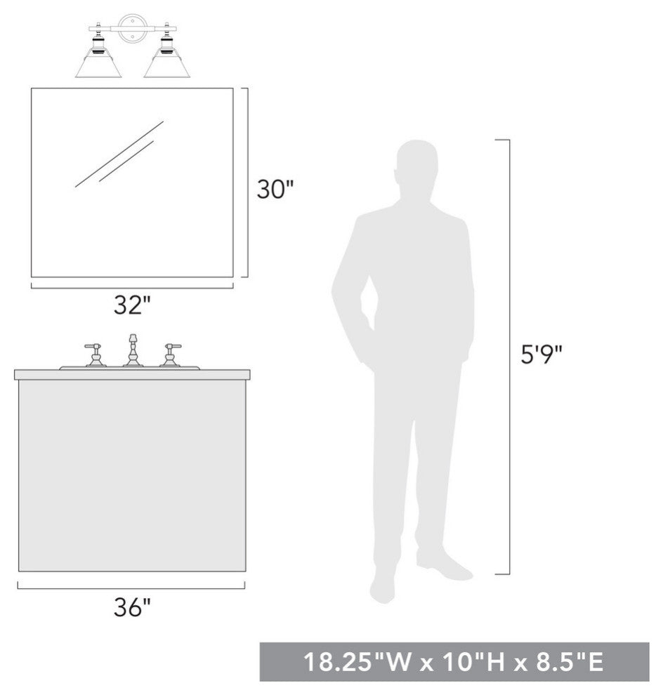 Orwell CH 2-Light Bath Vanity, Chrome With Opal Glass Shade