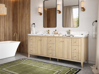 Atlanta Oak 84" Double Sink Bath Vanity, White 1.5" White Quartz