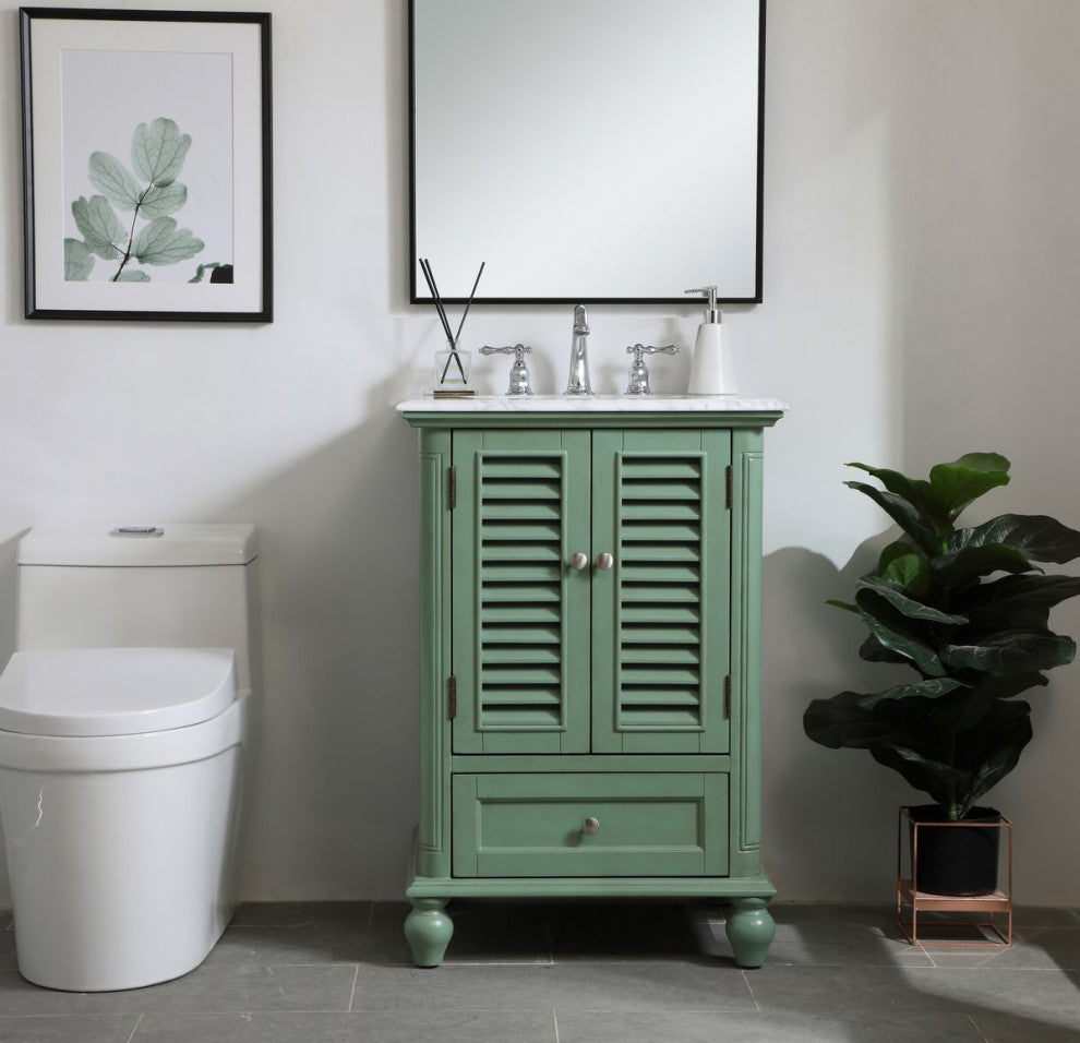 Home Living Single Bathroom Vanity, Vintage Mint, 24"