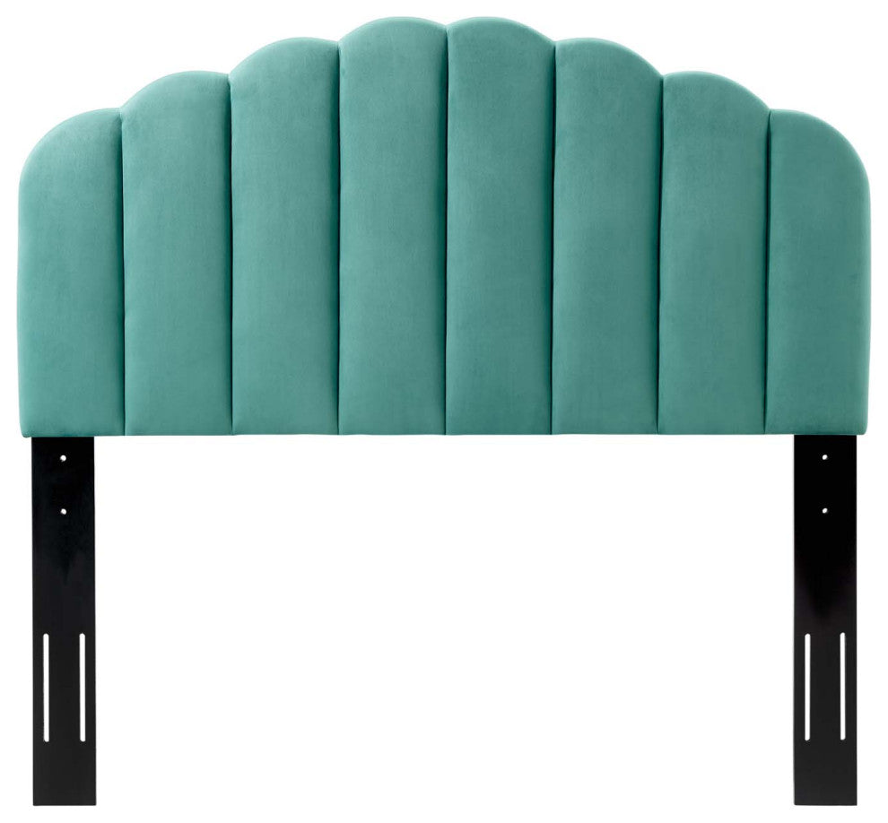 Headboard, Twin Size, Velvet, Dark Gray, Modern Contemporary, Bedroom, Teal Blue