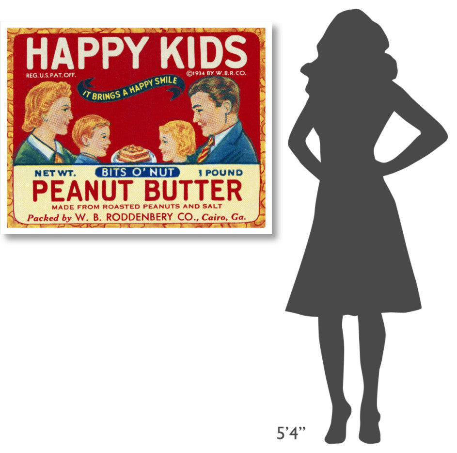 "Happy Kids Bits o' Nut Peanut Butter" Print by Retrolabel, 42"x33"