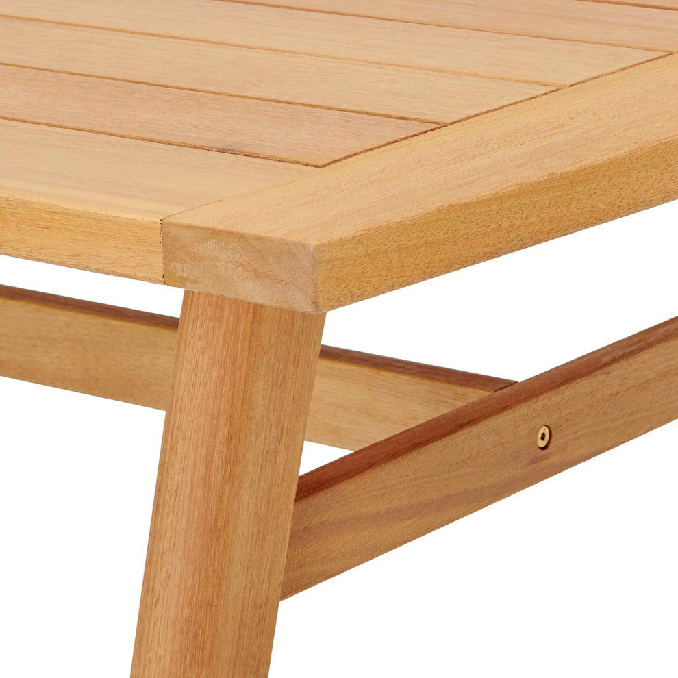 Lounge Dining Table, Rectangular, Wood, Brown Natural, Modern, Outdoor Patio