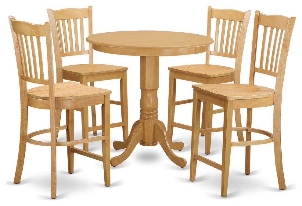 5 Pc Counter Height Pub Set - Kitchen Table And 4 Bar Stools
