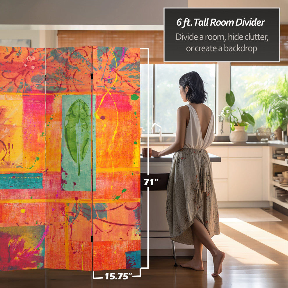 6'' Tall Double Sided Tangerine Dream Canvas Room Divider