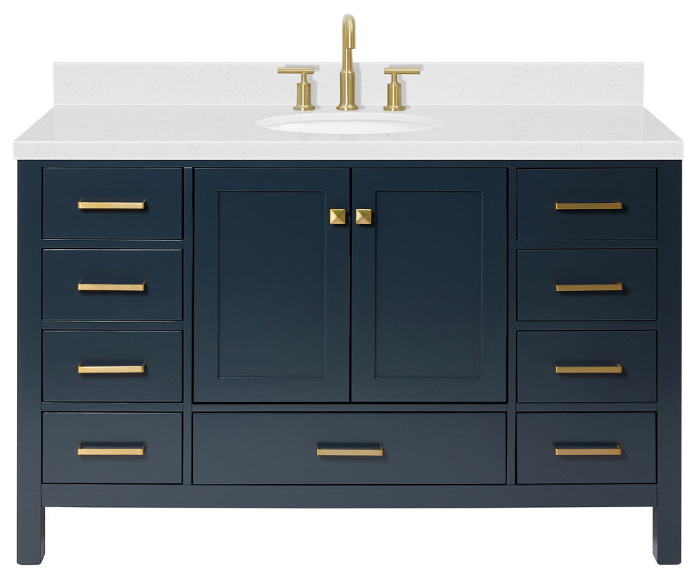 Ariel Cambridge 54" Single Oval Sink Vanity, Carrara Quartz