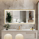 Beveled Bathroom LED Mirror Framed, Backlit and Front Light, Gold, 60"x28"