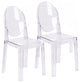 Set of 2 Larger Modern Ghost Style Plastic Side Chairs, Clear, Set of 2