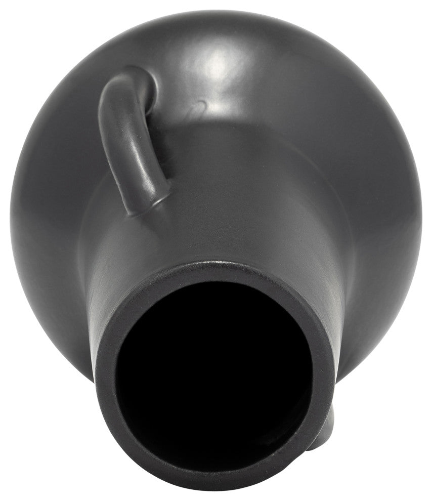Ceramic 8", Vase, Handles, Black