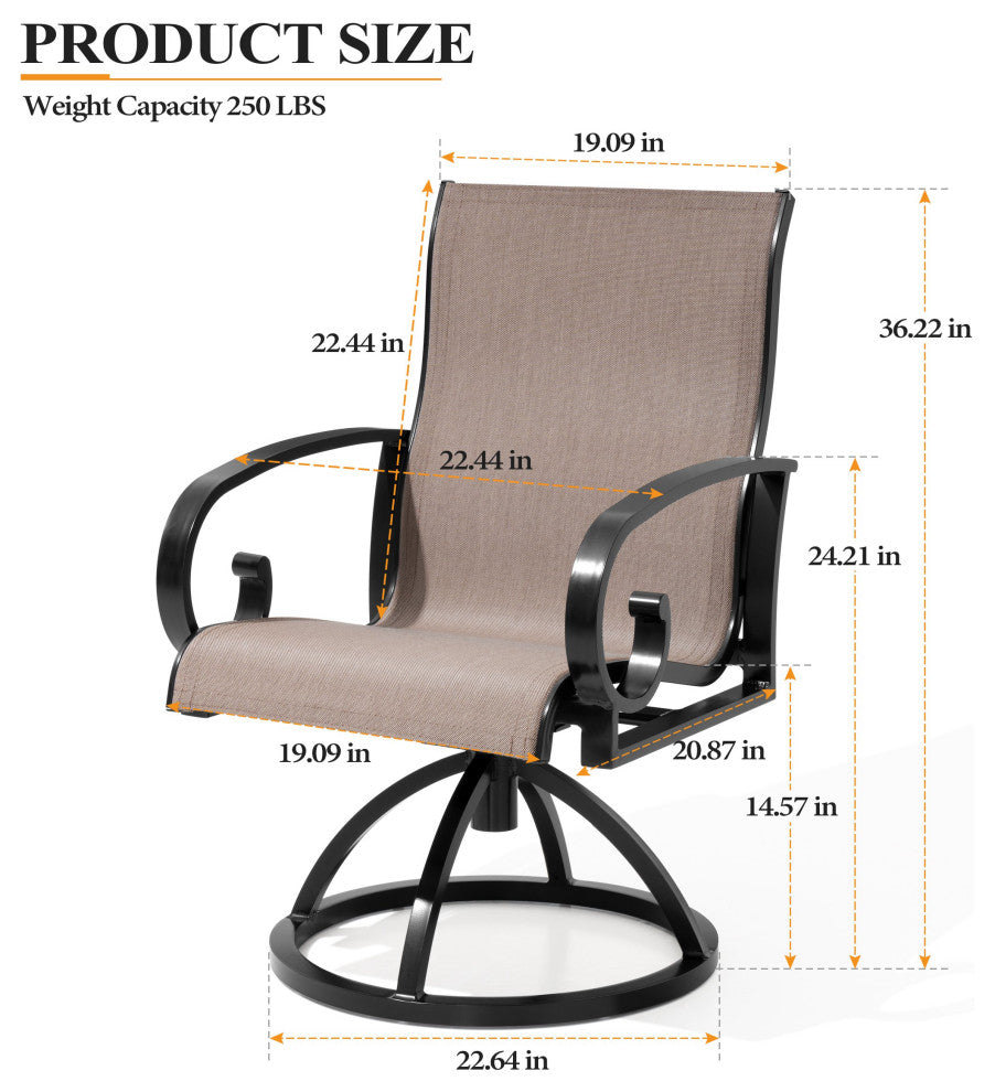 Bar Stool Chair Outdoor Aluminum Rocking Lounge, Brown
