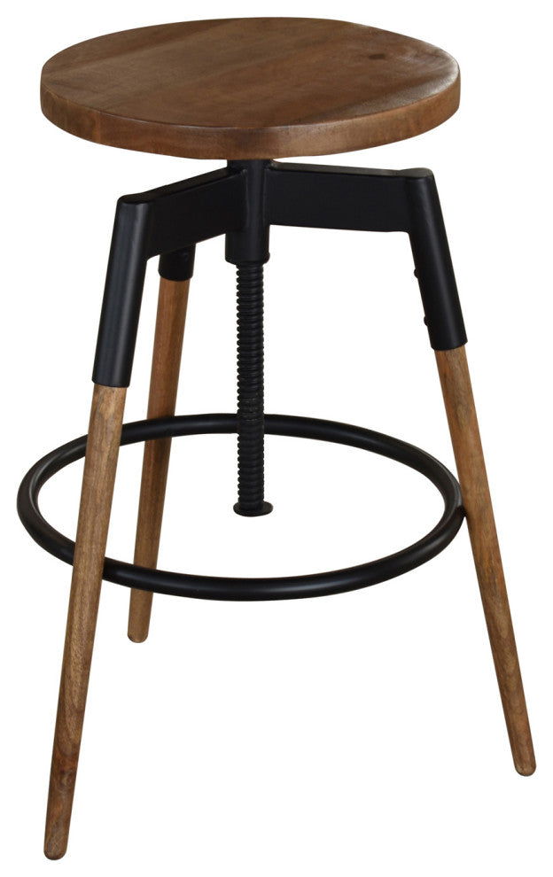 Bare Decor Cardinal Wood Adjustable Swivel Bar Stool, 25-30"