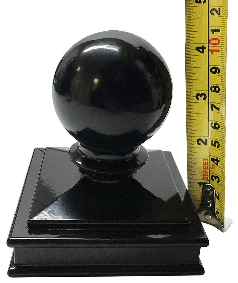 3"x3" Aluminium Ball Top Post Cap for Metal Posts, Pressure Fit, Black (DHBPC30)