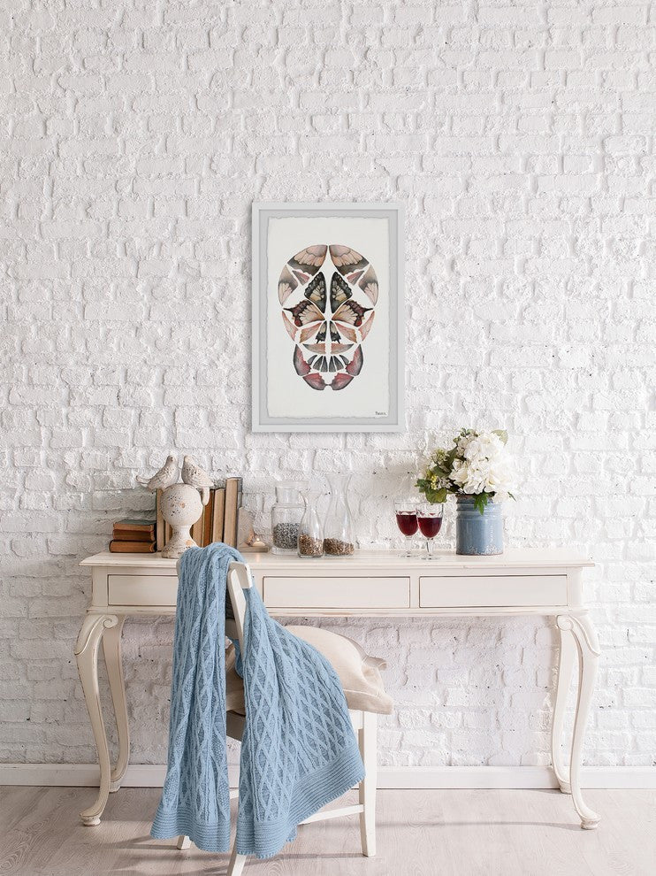 "Kaleidoscope Butterfly Skull" Framed Painting Print, 30"x45"