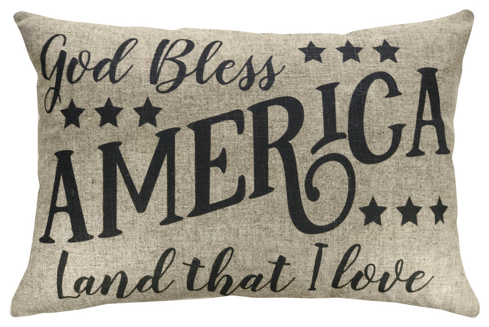 God Bless America Linen Pillow, 18"x12"
