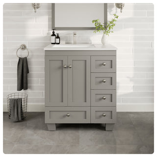 Eviva Happy 30"Wx18" Bathroom Vanity, White Carrara Quartz Countertop